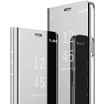 Silberne iPhone 11 Hüllen Art: Flip Cases mit Bildern aus Glattleder mit Spiegel für Herren 