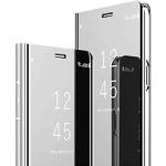 Silberne OnePlus 7 Hüllen Art: Flip Cases mit Bildern aus Glattleder mit Spiegel für Herren 