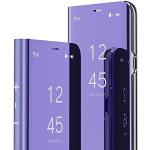 Lila OnePlus 8 Pro Hüllen Art: Flip Cases mit Bildern aus Glattleder mit Spiegel für Herren 