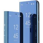 Blaue Samsung Galaxy A41 Hüllen Art: Flip Cases mit Bildern aus Glattleder mit Spiegel für Herren 