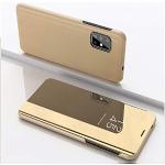 Goldene Samsung Galaxy A51 Hüllen Art: Flip Cases mit Bildern aus Glattleder mit Spiegel für Herren 