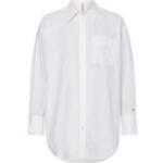 Weiße Tommy Hilfiger Poplin Bio Shirts mit Tasche mit Knopf aus Popeline für Damen Größe M 