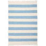 Cotton Stripe Teppich 160X230 Handgewebter Moderner Gestreift Baumwolle Hellblau/Beige