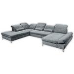 Couch MELFI Sofa Schlafcouch Wohnlandschaft Schlaffunktion grau dunkel U-Form
