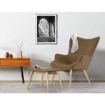 Senfgelbe Skandinavische andas Sessel mit Hocker aus Holz Breite 50-100cm, Höhe 50-100cm, Tiefe 50-100cm 