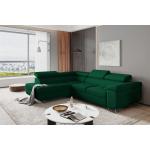 Dunkelgrüne Moderne Fun-Möbel L-förmige Wohnlandschaften aus Stoff mit Bettkasten Breite 0-50cm, Höhe 0-50cm, Tiefe 0-50cm 