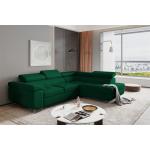 Dunkelgrüne Moderne Fun-Möbel L-förmige Wohnlandschaften aus Stoff mit Bettkasten Breite 0-50cm, Höhe 0-50cm, Tiefe 0-50cm 