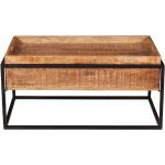 Braune Rustikale Möbel Exclusive Rechteckige Massivholz-Couchtische lackiert aus Massivholz Breite 50-100cm, Höhe 0-50cm, Tiefe 50-100cm 