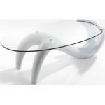 Reduzierte Weiße Runde Ovale Couchtische aus Glas klappbar Breite 50-100cm, Höhe 100-150cm 