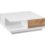 Weiße Bessagi Quadratische Quadratische Couchtische aus Eiche mit Schublade Breite 50-100cm, Höhe 0-50cm, Tiefe 50-100cm 