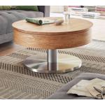 Moderne MCA furniture Runde Couchtische geölt aus Holz mit Rollen 