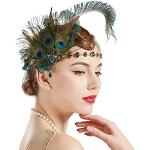 Grüner Retro 20er Jahre Haarschmuck aus Satin mit Strass handgemacht für Damen für Partys 