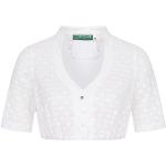 Weiße Elegante Country Line V-Ausschnitt Festliche Blusen mit Knopf aus Spitze für Damen Größe S 