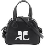 Reduzierte Schwarze Courreges Bowlingtaschen mit Reißverschluss aus Leder für Damen mini 