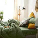 Reduzierte Hellgrüne Unifarbene Bettwäsche Sets & Bettwäsche Garnituren aus Renforcé trocknergeeignet 240x220 