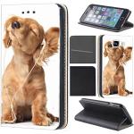 Schwarze Samsung Galaxy Grand Prime Cases 2018 Art: Flip Cases mit Hundemotiv mit Bildern aus Kunstleder 