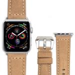 CoverKingz Smartwatch-Armband »Leder Armband für Apple Watch 45/44/42mm Retro Band Series 7/6/SE/5/4/3 beige«, Dornschließe aus Edelstahl, beige