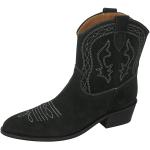 Schwarze Unifarbene Studio W Blockabsatz Cowboy-Boots & Cowboystiefeletten ohne Verschluss aus Veloursleder für Damen Größe 42 mit Absatzhöhe 3cm bis 5cm 