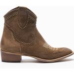 Taupefarbene Cowboy-Boots & Cowboystiefeletten aus Veloursleder für Damen Größe 36 
