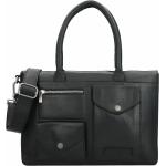 Schwarze Cowboysbag Aktentaschen aus Leder mit Laptopfach für Herren 