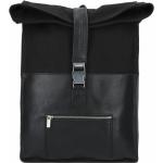 Schwarze Cowboysbag Laptoprucksäcke aus Leder mit Laptopfach für Herren 