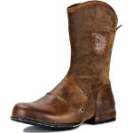 Braune Cowboy-Boots & Cowboystiefeletten mit Reißverschluss in Breitweite aus Rindsleder winddicht für Herren Größe 45 