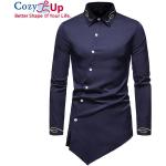 Marineblaue Bestickte Langärmelige Herrenlangarmhemden mit Knopf aus Polyester Größe XXL 