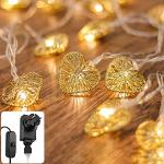 Goldene LED Lichterketten mit Weihnachts-Motiv aus Metall 