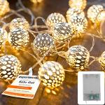 Silberne Moderne Kugellichterketten mit Weihnachts-Motiv mit Timer 