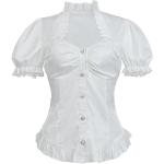 Weiße Punk Kurzärmelige V-Ausschnitt Tunika-Blusen für Damen Größe M 