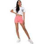 Crazy Age Hotpants Sommer Shorts Hohe Taille Denim Shorts Basic (38, Lachs)