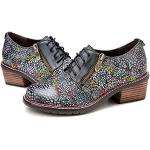 Graue Business Hochzeitsschuhe & Oxford Schuhe mit Schnürsenkel aus Leder für Damen Größe 42 