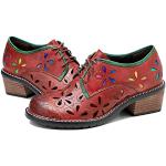 Rote Business Hochzeitsschuhe & Oxford Schuhe mit Schnürsenkel aus Leder für Damen Größe 40 