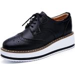 Schwarze Business Hochzeitsschuhe & Oxford Schuhe mit Schnürsenkel aus Leder für Damen Größe 42 