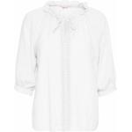 Weiße Bestickte Elegante CREAM V-Ausschnitt Festliche Blusen mit Rüschen aus Spitze für Damen Größe M 