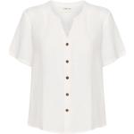 Weiße CREAM V-Ausschnitt Leinenhemden aus Leinen für Damen Größe S 