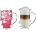 Creano Runde Teegläser 250 ml mit Kaffee-Motiv aus Glas doppelwandig 