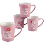 Reduzierte Rosa CreaTable Kaffeebecher aus Porzellan 4-teilig zum Valentinstag 
