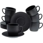 Schwarze CreaTable Cappuccinotassen aus Keramik spülmaschinenfest 12-teilig 