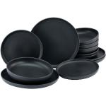 Schwarze Unifarbene CreaTable Tafelservice aus Keramik 12-teilig 
