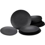 Schwarze CreaTable Runde Geschirrsets & Geschirrserien aus Keramik mikrowellengeeignet 12-teilig 4 Personen 