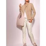 Sandfarbene Elegante CRÉATION L 5-Pocket Hosen mit Reißverschluss aus Baumwolle für Damen Größe XL 