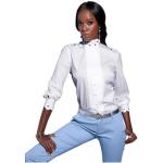 Beige Langärmelige CRÉATION L Stehkragen Tunika-Blusen mit Cutwork mit Knopf aus Polyamid für Damen Größe XXL 