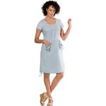 Hellblaue Unifarbene Kurzärmelige CRÉATION L Mini Rundhals-Ausschnitt Sommerkleider mit Reißverschluss aus Leinen für Damen Größe XL 
