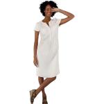 Weiße Unifarbene Kurzärmelige CRÉATION L Midi Rundhals-Ausschnitt Midikleider & knielange Kleider aus Leinen für Damen Größe XL für den für den Sommer 