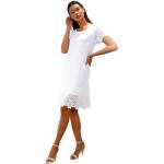 Weiße Bestickte CRÉATION L Mini Rundhals-Ausschnitt Spitzenkleider aus Polyester für Damen Größe XXL 