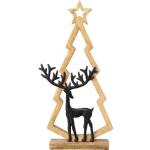 Reduzierte Schwarze 50 cm Weihnachtsbäume mit Hirsch-Motiv aus Mangoholz 
