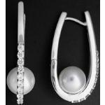 Creolen - 925 Sterling Silber - Perlentraum - Zirkonia + Perle Imitation