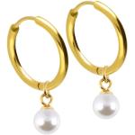 Reduzierte Goldene Runde Perlenohrringe aus Chirurgenstahl mit Echte Perle für Damen 