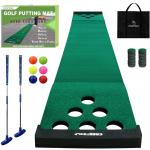 Crestgolf Golf-Puttingmatte, Übungsset mit 6 Golfbällen, 12 Golflochabdeckungen für drinnen und draußen, kurzes Spiel, Büro, Party, Hinterhof, Verwendung (Matte + Putter)